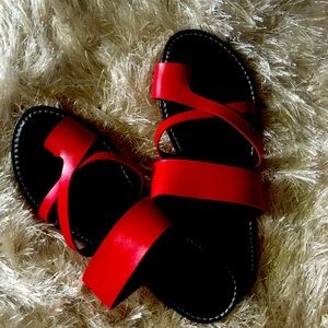 Red scrappy sandal. New and never worn. Size 91/2